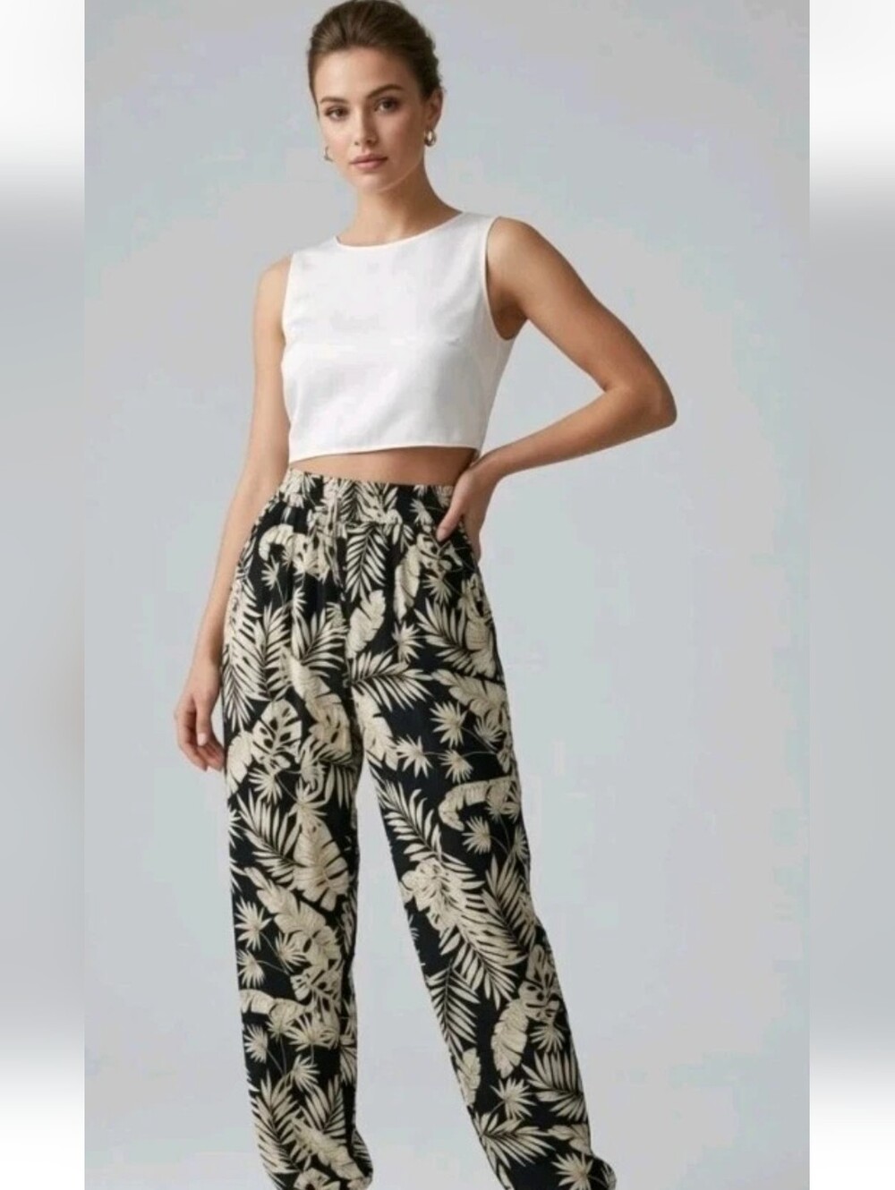 NWT Julia Moonlight Safari Palazzo Wide Leg Pants Black Boho Hippie Festival S